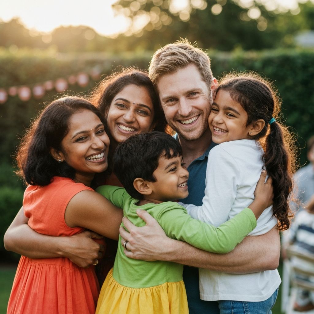 Happy family celebrating together